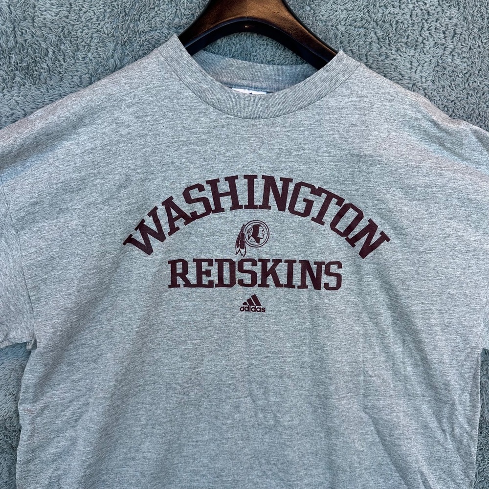 Vtg Adidas Washington Redskins T Shirt Men XL Gray Short Sleeve NFL Football USA